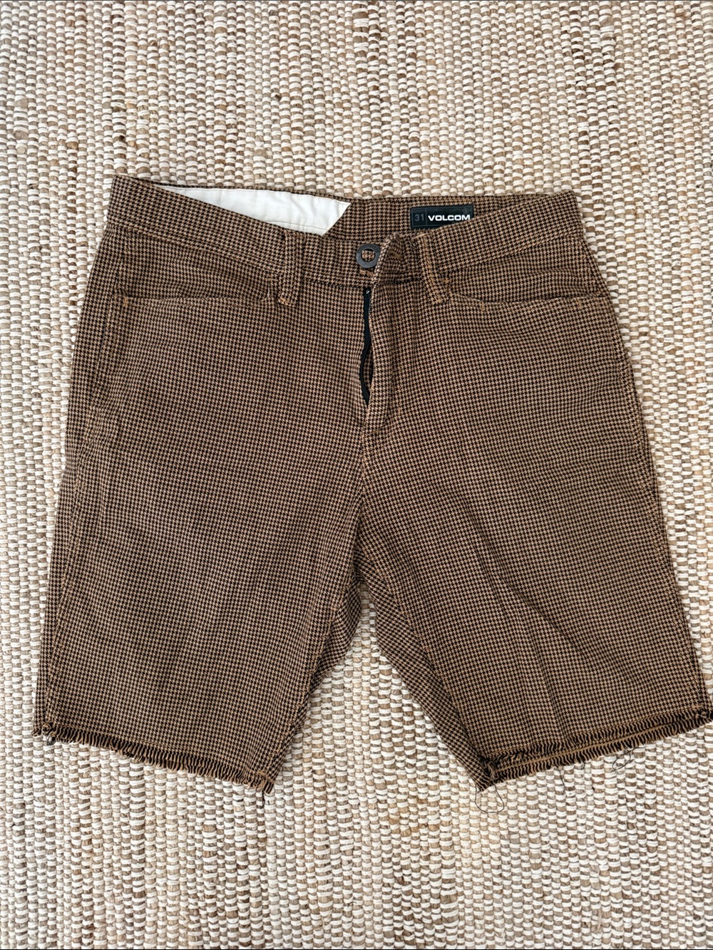 Volcom Men's Brown Micro Houndstooth Shorts